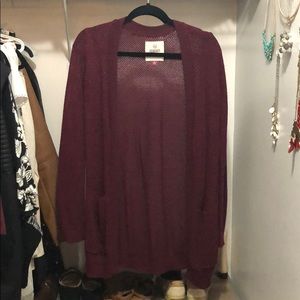 Maroon Long Sleeve Cardigan with Pockets Size M
